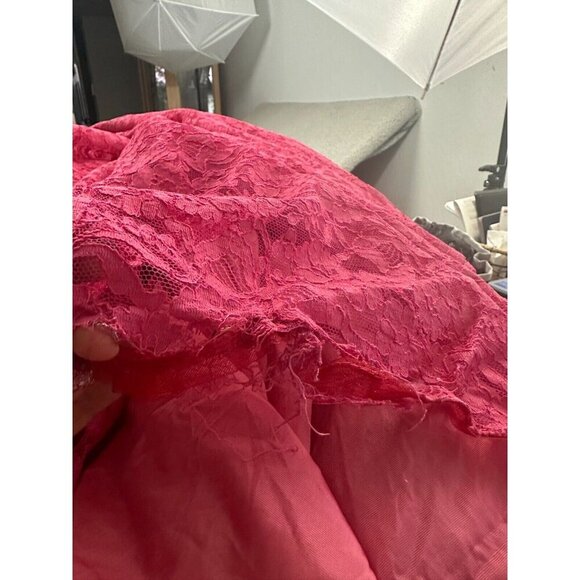 Vintage 50s Anns Vogue Shoppe Dress Small Midi Full Skirt Pink Lace Bubble - Picture 10 of 16